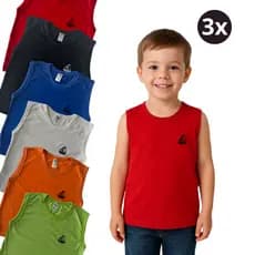 Kit 3 Camiseta Regata Menino Infantil 1-8 Anos Algodão Camisa
