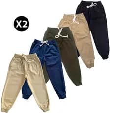 Kit 2 Calça Jogger Infantil Menino Sarja Brim 1 - 10 Anos Premium Masculina