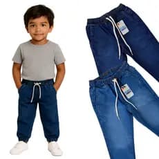 Calça Jogger Infantil Jeans Menino Sarja Brim 1 - 10 Anos Premium Masculina