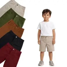 Bermuda Menino Infantil Sarja Regulador Interno Short Brim 1 - 10 Anos