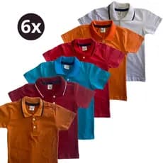 Kit 6 Camisa Polo Infantil Básica Camiseta Menino 2 - 8 Anos