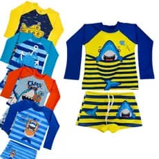 Conjunto Infantil UV Menino Verao Roupa de Praia Proteção Solar