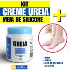Kit Spa Dos Pés Meia de Silicone + Creme De Ureia Super Hidratante Amar Pés Rachados Secos Ásperos E Ressecados