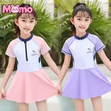 Maiô infantil para meninas, conjunto de maiô inteiro respirável e amigável à pele.