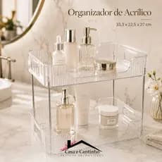 Organizador Giratório 360º de Acrílico Porta Cosméticos 2 e 3 Andares Maquiagem Skincare Decoração