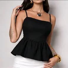 Blusa Feminina Peplum Alcinha Elegante Babado Moda Social Casual