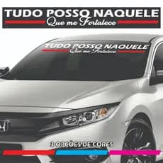 Adesivo para Carro Tudo Posso Naqule que me Fortalece Parabrisa ou Vidro Traseiro