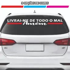 Adesivo para Carro Livrai-me de Todo o Mal Amém Parabrisa ou Vidro Traseiro