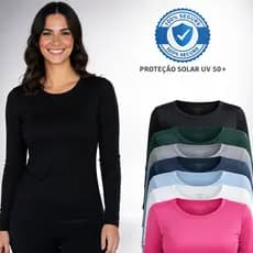 Camiseta Feminina Segunda Pele Básica Manga Longa Proteção Solar Uv 50+ Corrida Praia Fitnes Verão
