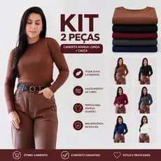 Kit 2 Camisetas Feminina Térmica Manga Longa Proteção Solar Uv 50+ Praia Academia Treino Fitnes