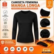 Camiseta Térmica Segunda Pele Forro Peluciado Feminina Gola Redonda Frio Inverno Blusa Camisa Básica