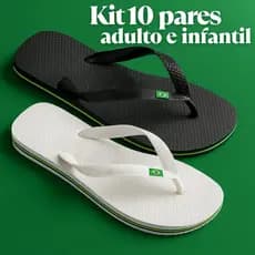 Kit 10 Pares Chinelo de Dedo Brasil Bandeirinha Unissex Clássico Borracha Envio Imediato
