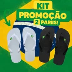 Chinelo Unissex Kit 2 Pares com Bandeirinha Brasil – Preto e Branco Frete Grátis Todas Numerações