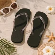 Chinelo Feminino Emborrachado Adulto/Infantil Tira Glitter Versátil- Promoção Imediato