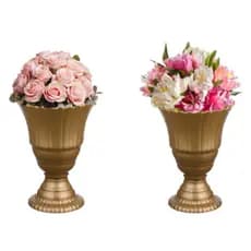 KIT 2 Vaso Real - Vaso Decorativo - Luxo - Centro de Mesa - Plástico - Vaso 20 cm - 2 unidade