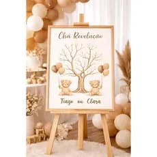 Quadro Decorativo para Chá Revelação Interativo Personalizado Impressão Alta Qualidade MDF 3mm