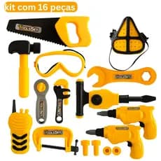 Kit 16 Ferramentas Infantil Ferramentas de Brinquedo Mini Construtor de Brinquedo Diverção total para as crianças