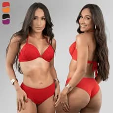 Biquíni Conjunto Feminino Passa Fita Bojo Estruturado Calcinha Semi Fio Moda Praia Verão