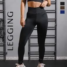 Calça Legging Fitness Feminina Cintura Alta Suplex Blackout Academia Treino Corrida