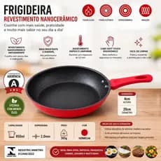 🍳Frigideira Revestimento Nanocerâmico 20cm – Vermelha🍳