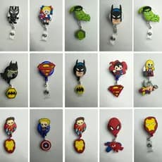 Porta Crachá Retrátil Roller Clip Personalizados Temático Hulk Batman Homem Aranha Super Homem Capitão America Thor