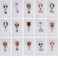 Porta Crachá Retrátil Roller Clip Personalizados Temático  Cachorro | Dog | Osso | Pata | Cachorros | Desenho Animado