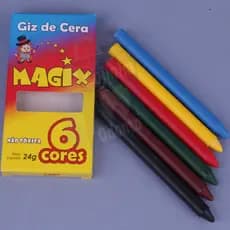 Giz de Cera 6 Cores Magix | Escolar | Diversão | Criatividade - Não Tóxica