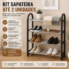 Kit Sapateira Organizadora 4 Andares Multiuso Com Divisórias em Metal