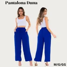 Calça  Feminina Cintura Alta Tecido Duna Com Elástico Na Cintura Pantalona Wide Leg