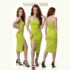 Vestido Mid Tomara que Caia com Fenda.