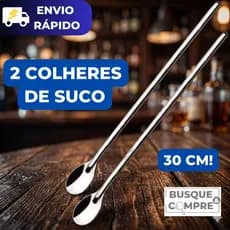 2 Colheres Grandes de 30cm Colher para Sucos Drinks Milkshakes Bebidas Aço Inox para Cozinha Suco