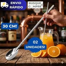 2 Colheres Grandes de 30cm para Sucos, Drinks e Milkshakes