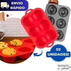 Forma para Donut de Silicone + Forma para Cupcake de Silicone Assadeira Resistente a Temperatura