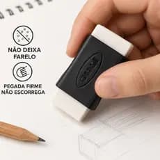 Borracha Escolar Média com Cinta Preta  Oval Apaga Limpo Não Esfarela
