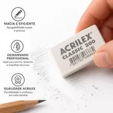 Borracha Acrilex Classic 200 Branca Escolar Macia Apaga Limpo