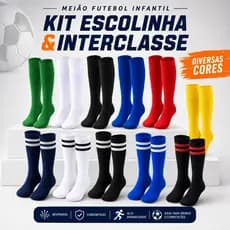 Meião Futebol Infantil | Kit Escolinha & Interclasse | Personalizado Atacado | Diversas Cores | Unissex | Conforto
