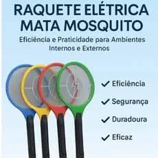 Raquete Elétrica Mata Mosquito Recarregável – Leve, Potente e Sem Veneno | Inseticida Eletrônico Portátil