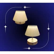 Luminária de Mesa Retrô Plissada LED Sem Fio Recarregável Touch Abajur Decorativo Vintage Quarto Sala Estilo Coreano