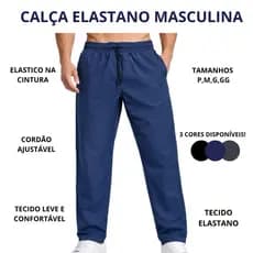 Calça Masculina Elastano Confortável Leve reta com cadarço na cintura esporte academia futebol treino praia lazer