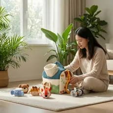 Casa De Brinquedo Macio Com Animais De Pelúcia Compacto Forma Do Bebê Classificador Brinquedos Interativo Playset Sensor