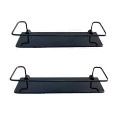 Porta Shampoo De Banheiro Ou Prateleira De Cozinha Base De Vidro Kit Com 2 Unidades Organizador De Box Preto Fosco Luxo