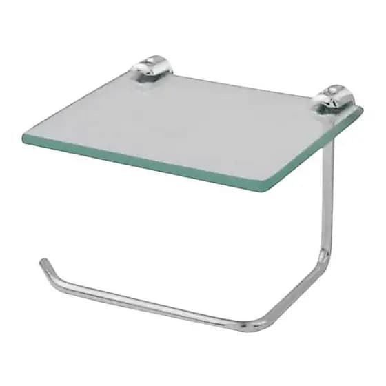 Papeleira Porta Papel Higiénico Com Prateleira De Vidro Para Celular Ou Decoração Para Banheiro E Lavabo (Incolor)