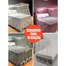 Kit Completo Mosquiteiro com Armação Casal Box e Queen
