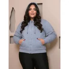 BLUSA FEMENINA TAMANHO GRANDE  COM ZIPER COM BOLSO COM BOLSOS  E COM PELINHOS