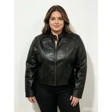 Jaqueta de Couro Sintético Feminina Plus Size – Moda Inverno com Estilo