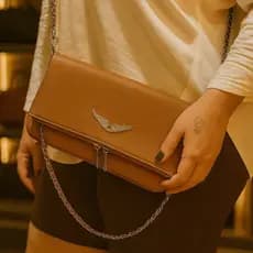 Bolsa Ombro Feminina Decorativa Asa Corrente Com Lapela Ziper Voltaire