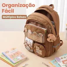 Mochila Escolar Feminina Capivara Impermeável Grande Notebook Para Crianças e Adultos Volta às Aulas