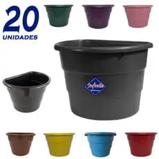 Kit 5 a 20 Vasos para plantas parede Arandela cuia meia lua plástico 3,3L