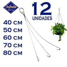 Kit 12 Cabo de aço gancho corrente tripla pendurar vaso planta suporte