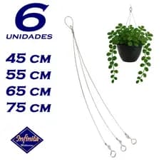Kit 1 a 6 Cabo de aço gancho corrente tripla pendurar vasos de plantas suporte
